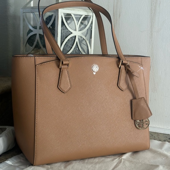 NEW NWT Tory Burch Robinson Small Tote Double Zip Tote Black Purse - Picture 11 of 11